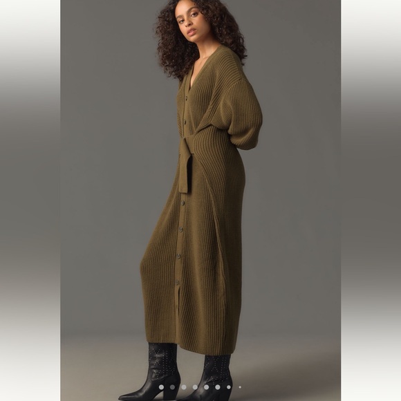 Anthropologie Dresses & Skirts - Anthropologie Khaki Knit Sweater dress - size M